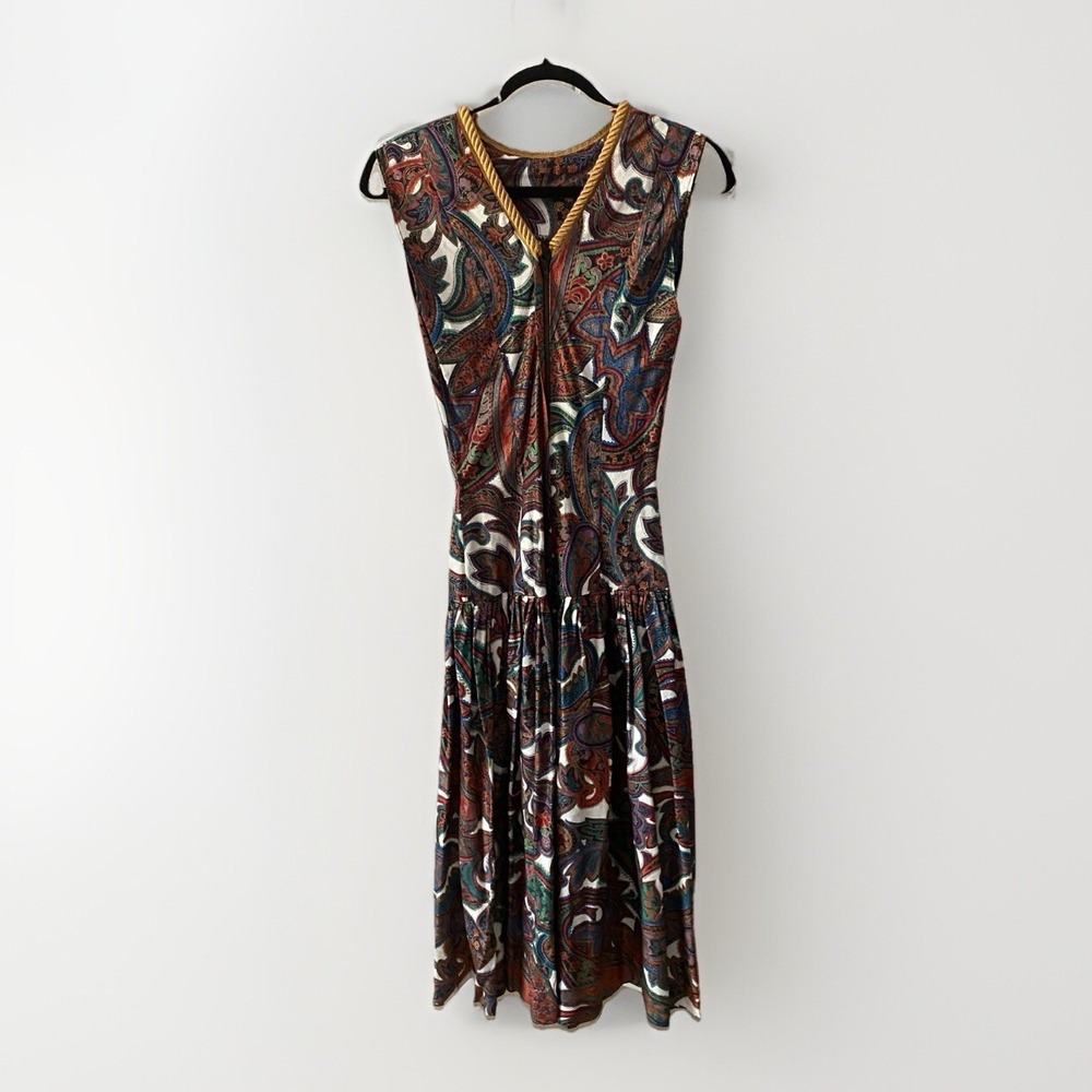 Vintage Dress Indie Sleeze Boho Drop Waist Tribal Paisley Small